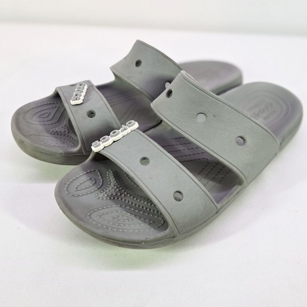Crocs Classic Two-Strap Sandals Gray Unisex M9/W11 Lightly Used